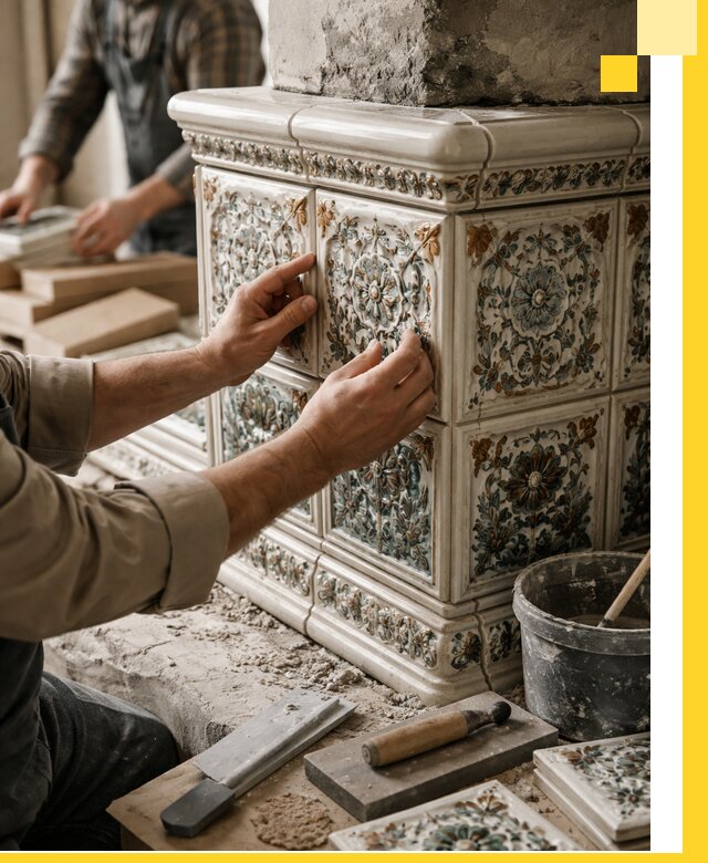 Изразцовые камины под ключ в Добрянке: проект и монтаж