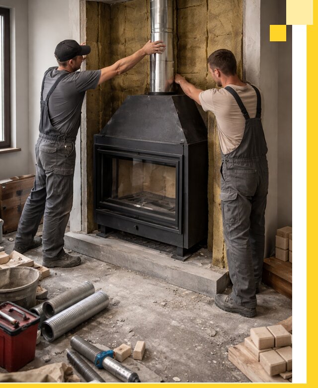 Изготовление и монтаж закрытых каминов в Добрянке под ключ