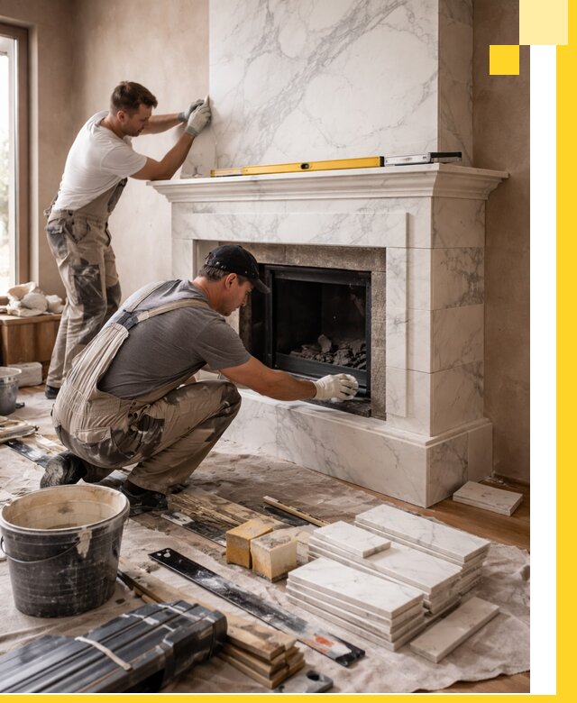 Отделка каминов в Добрянке качественные облицовочные работы