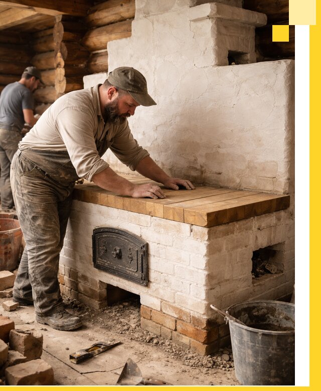 Проектирование и установка русской печи с лежанкой в Добрянке