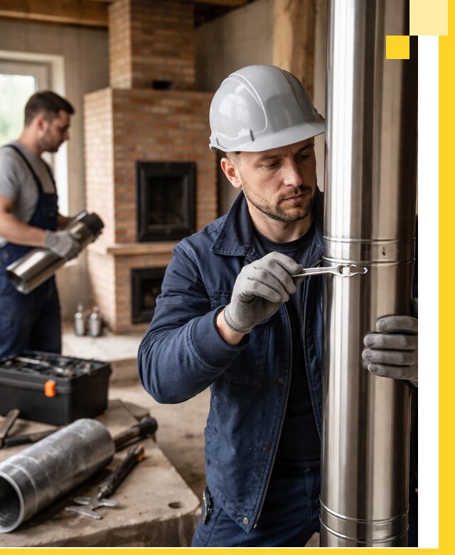 Профессиональный монтаж дымоходов для печей в Добрянке