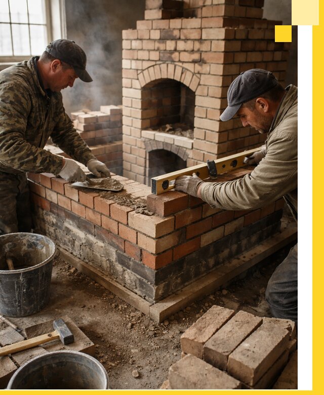 Изготовление и монтаж печей и каминов из кирпича в Добрянке