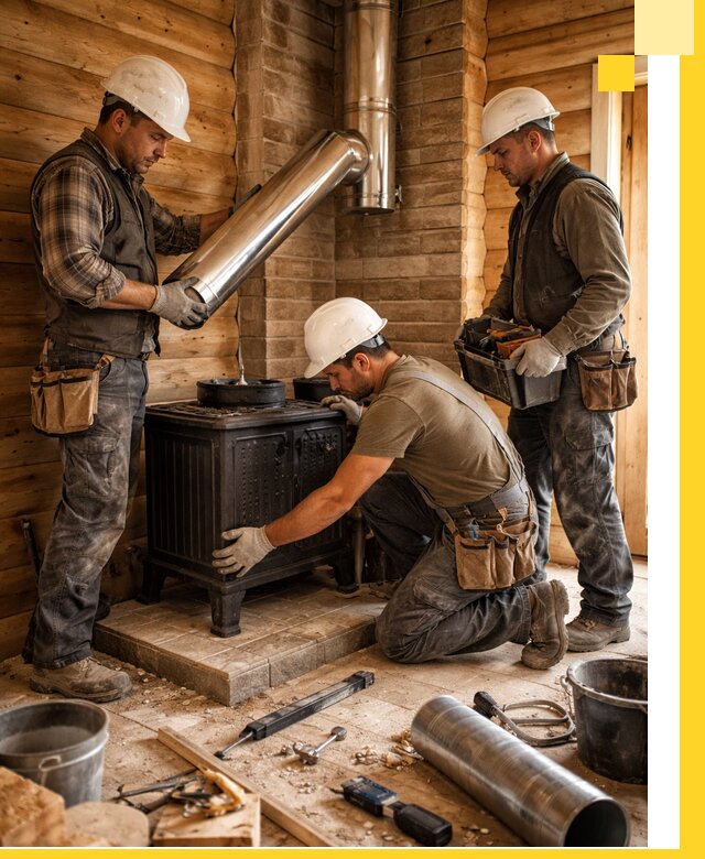 Профессиональный монтаж банных печей и дымоходов в Добрянке
