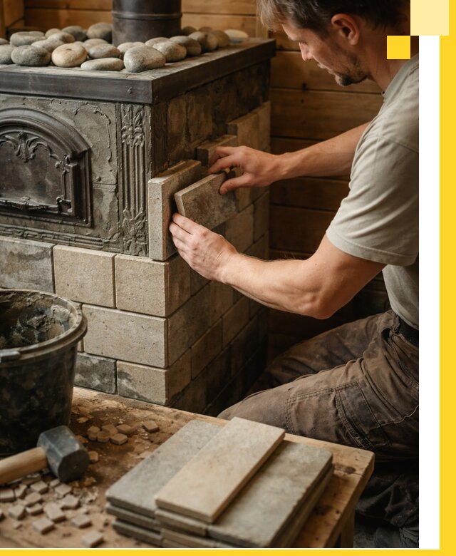 Облицовка банных печей в Добрянке профессиональная отделка