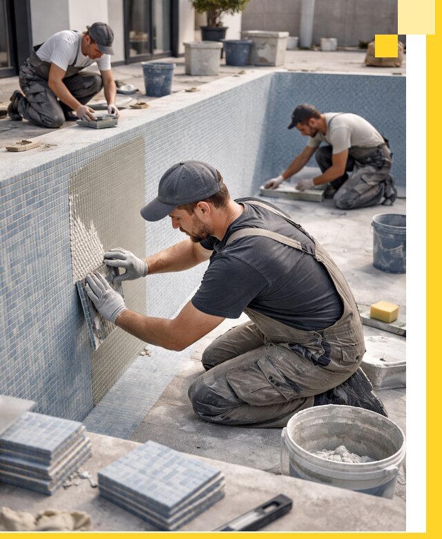 Облицовка бассейнов в Добрянке плитка мозаика гидроизоляция