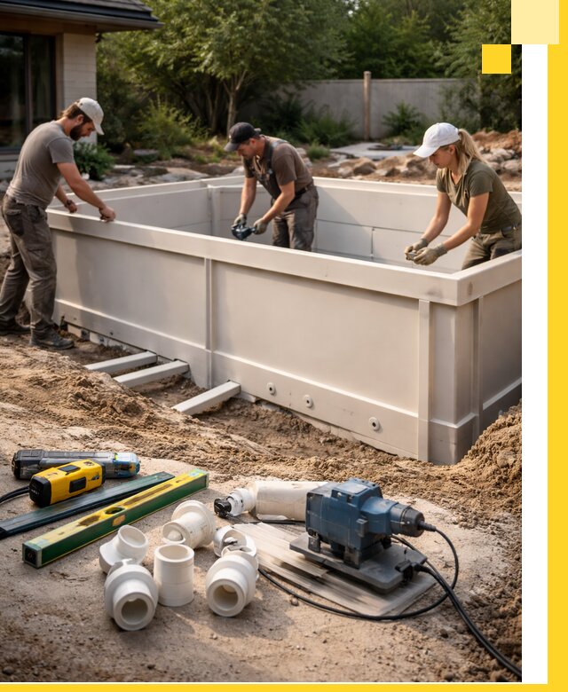 Установка полипропиленовых бассейнов под ключ в Добрянке