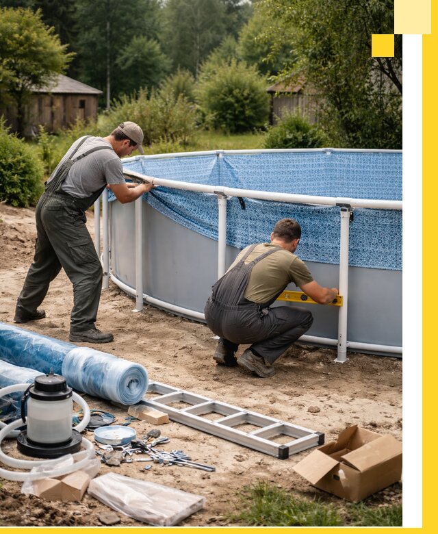 Установка и монтаж каркасных бассейнов в Добрянке под ключ