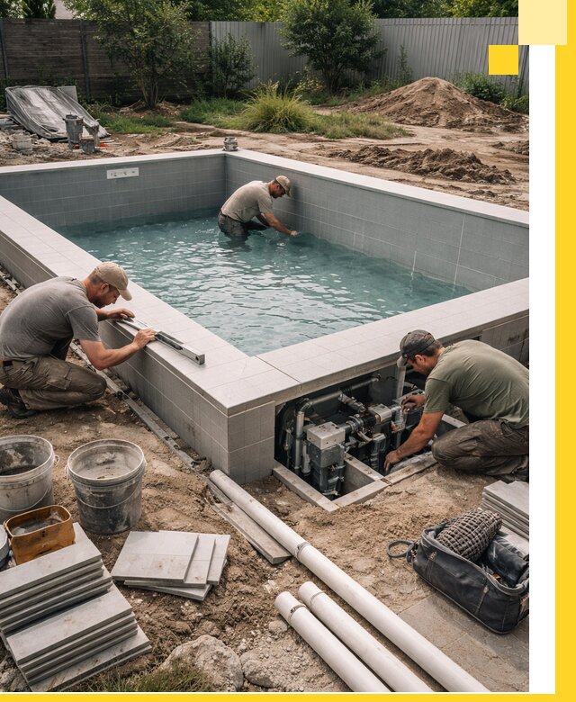 Строительство и монтаж бассейнов для дачи под ключ в Добрянке