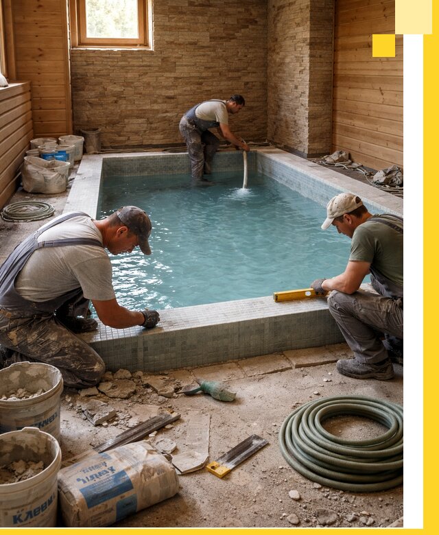 Проектирование и строительство бассейнов для бани в Добрянке