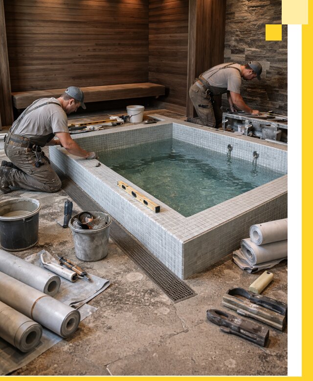 Установка и строительство бассейнов для сауны в Добрянке