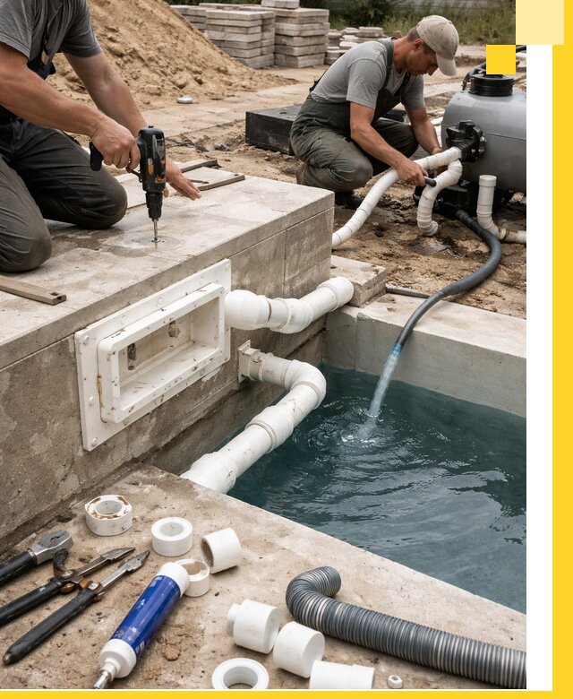 Строительство скиммерных бассейнов под ключ в Добрянке