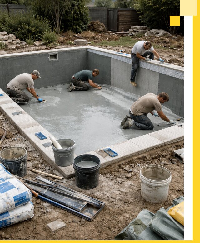 Изготовление и монтаж чаши бассейна под ключ в Добрянке