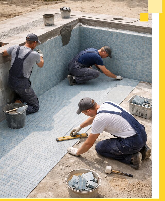 Укладка и установка плитки для бассейнов под ключ в Добрянке