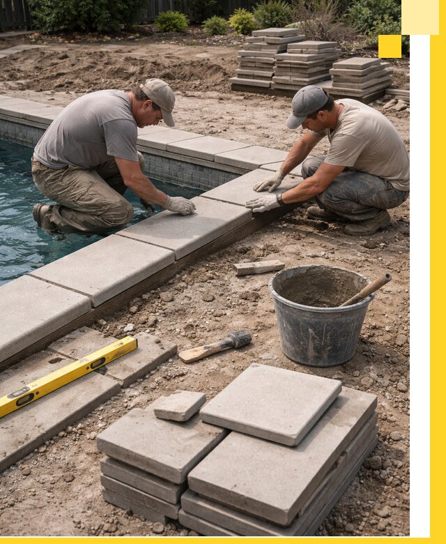 Установка и изготовление копингового камня для бассейнов в Добрянке