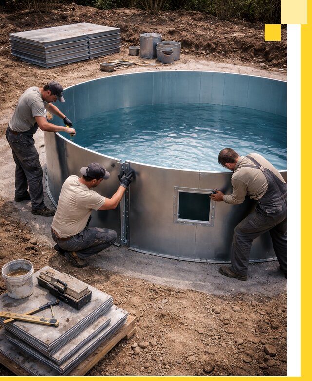 Круглые бассейны под ключ в Добрянке проектирование и монтаж