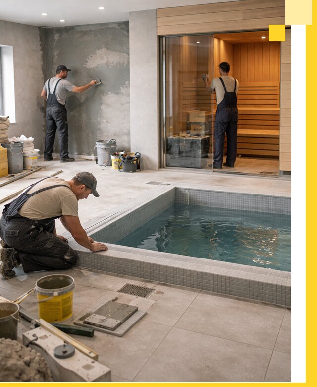 Проектирование и строительство сауны с бассейном в Добрянке