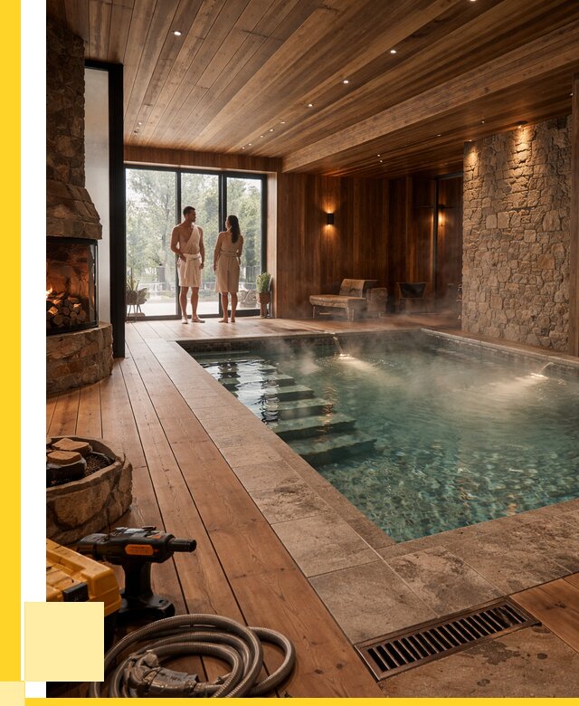 Проекты бань с бассейном под ключ в Добрянке от 75765 р., ЭриданДбр