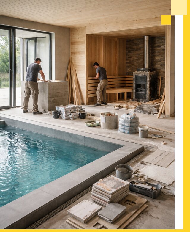 Проектирование и строительство бань с бассейном в Добрянке