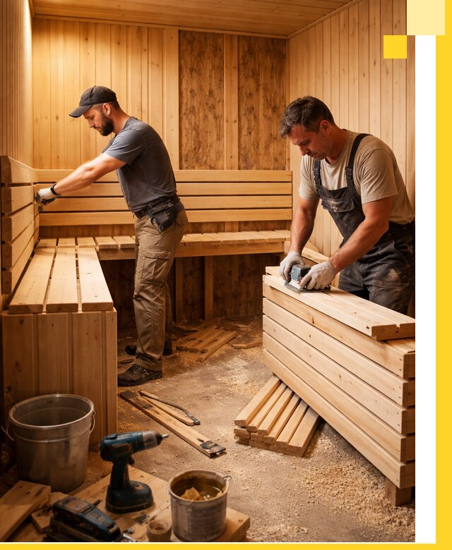 Профессиональный комплексный ремонт саун под ключ в Добрянке