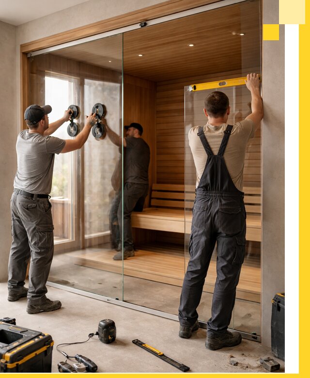 Производство и монтаж стеклянных саун под ключ в Добрянке