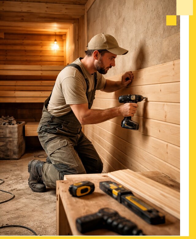 Профессиональная внутренняя отделка бани в Добрянке под ключ