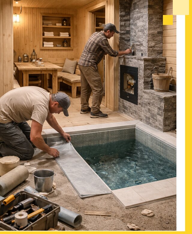 Строительство бань с комнатой отдыха под ключ в Добрянке