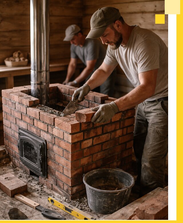 Кирпичные печи для бани под ключ в Добрянке, проект и монтаж