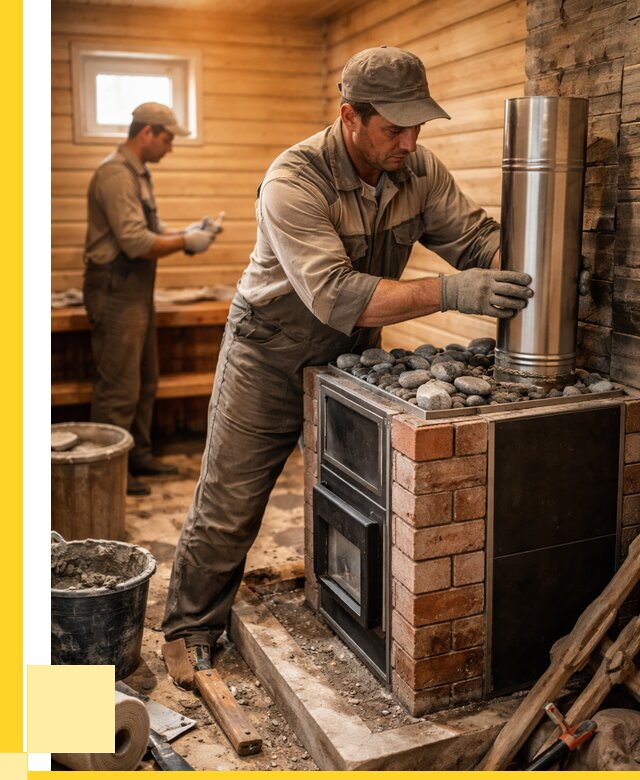 Монтаж печи в бане под ключ в Добрянке от 20204 р. | ЭриданДбр