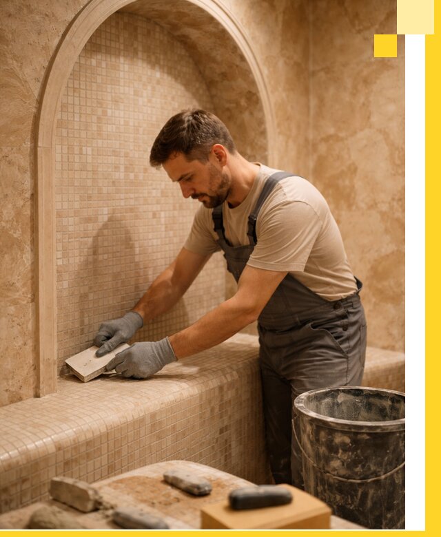 Профессиональная отделка хамамов с мозаикой под ключ в Добрянке