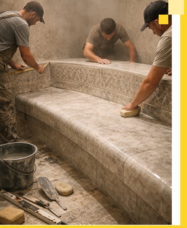 Изготовление и установка сидений для хамама в Добрянке